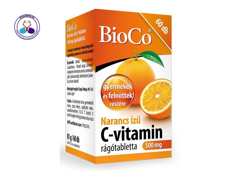 BioCo Narancs Ízű C-Vitamin 500mg Rágótabletta 60db