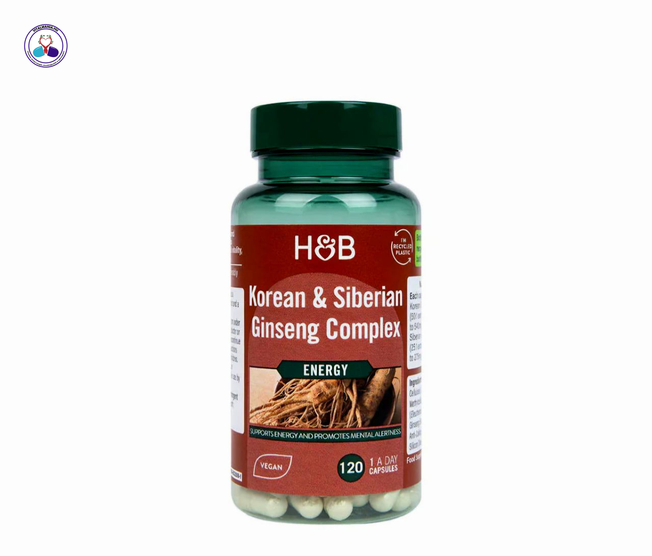Holland & Barrett Korean & Siberian Ginseng Complex – Energia és vitalitás – 120 kapszula