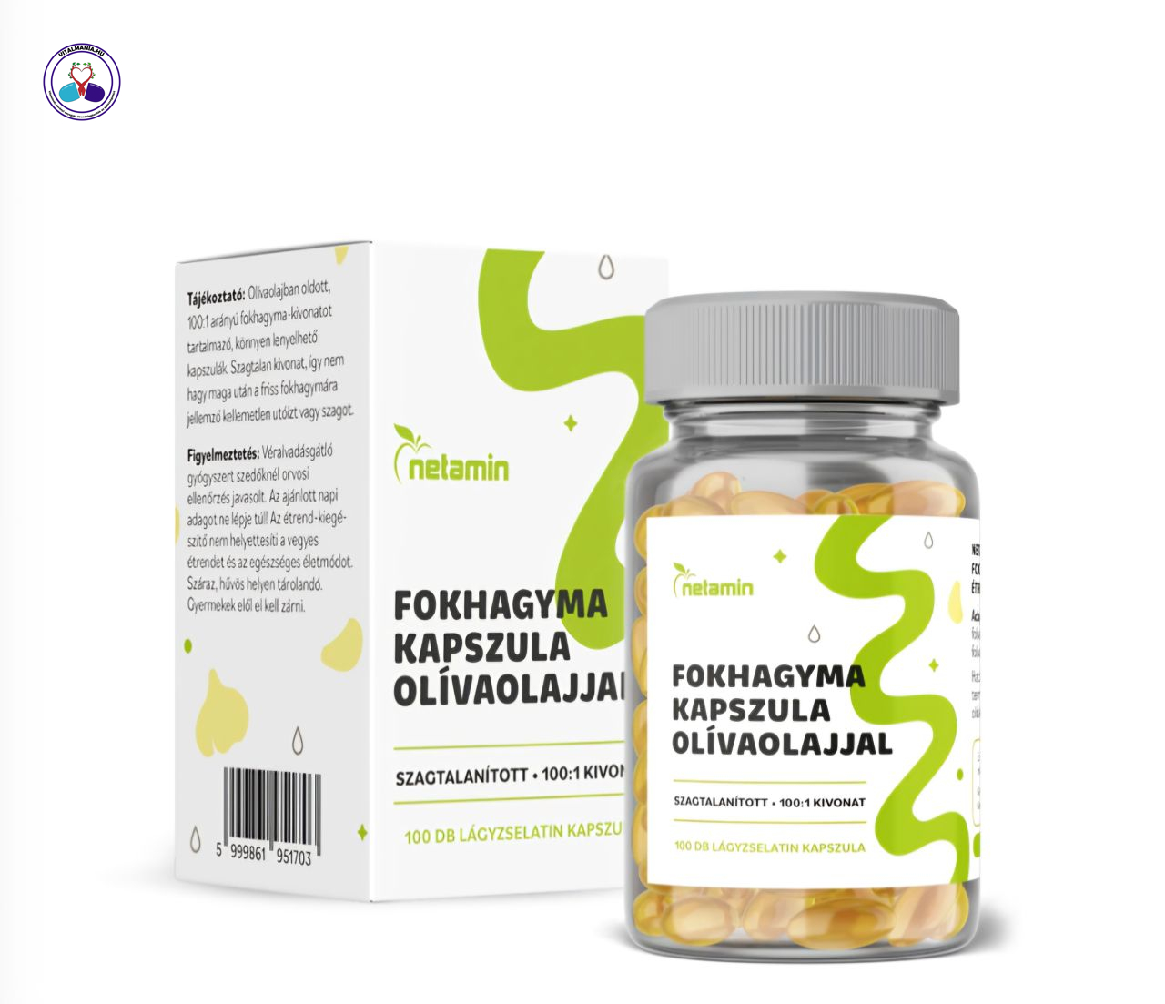 Netamin Fokhagyma Kapszula Olívaolajjal – 100 db, természetes formula